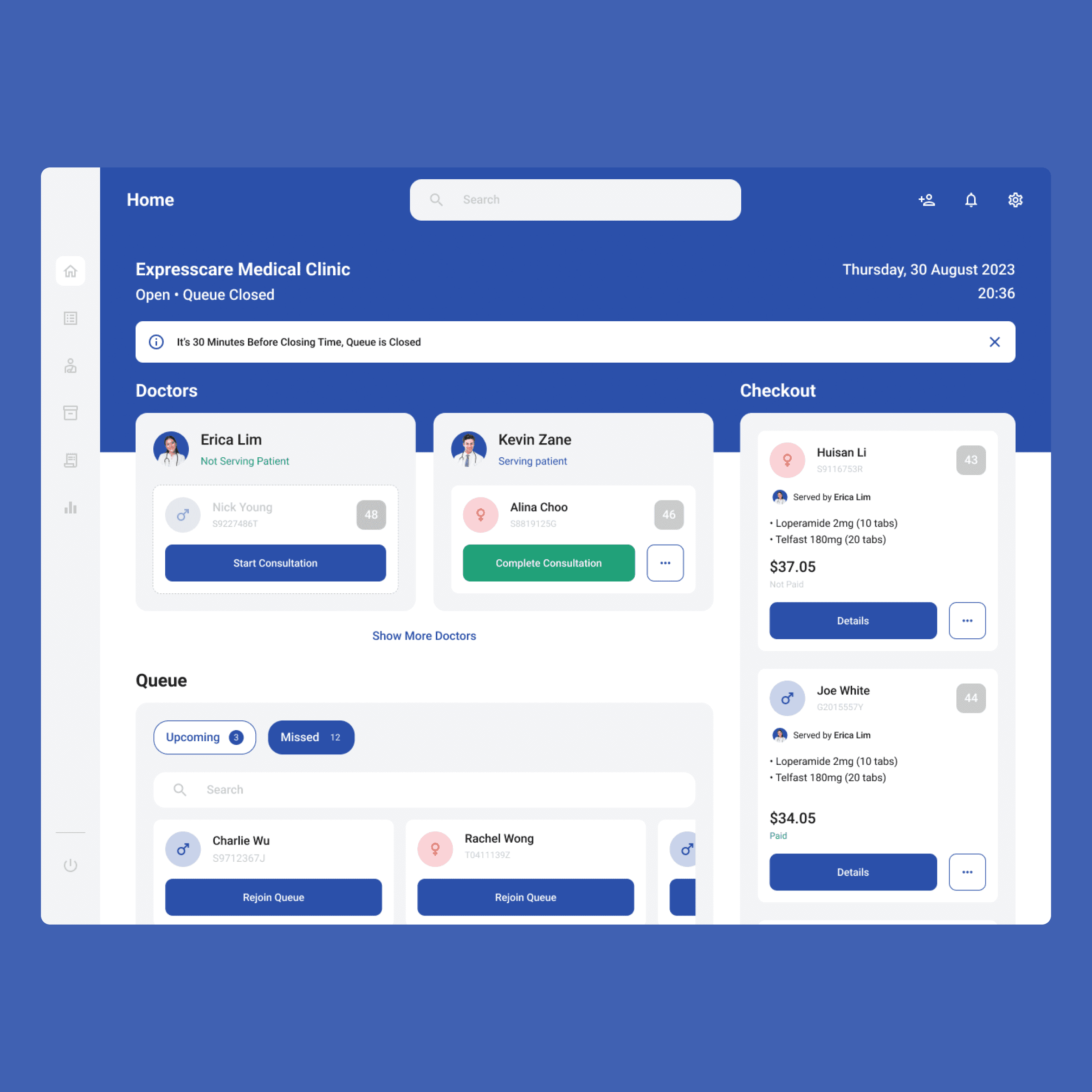 Clinic App Homescreen